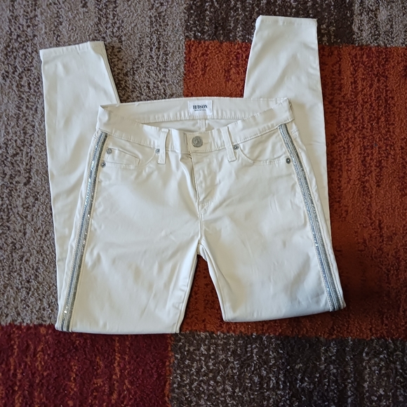 Hudson Luna Super Skinny Cream Cropped Jeans 26 - Picture 2 of 7